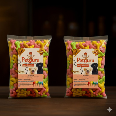pet guru Mix Flavor Puppy Dog Biscuits Pack of 2, Combo Pack(1kg+1kg)-All Breed Formula Chicken Dog Treat(2 kg, Pack of 2)