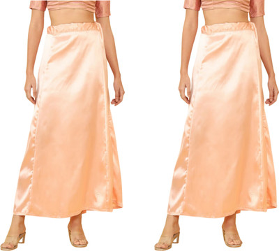 Lootnixx SATIN_SP_LIGHT_PEACH+LIGHT PEACH Petticoat Combo For women L Pure Satin Petticoat(L)