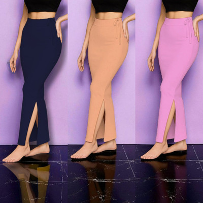 The Stanch Pack of 3 Shapewear Navy Peach Pink T0-S Lycra Blend Petticoat(S)