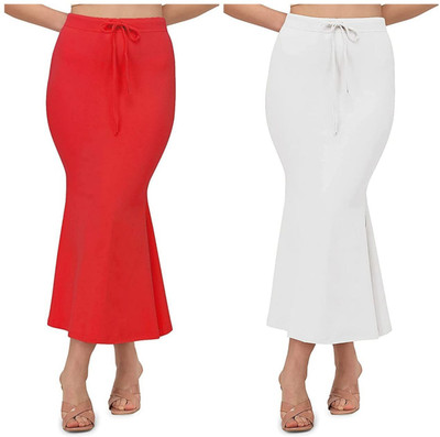 k j fashion sw-red & white Lycra Blend Petticoat(M)