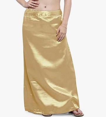 KAVYA DESIGNERS Golden satin petticoat Pure Silk, Pure Satin Petticoat(Free)