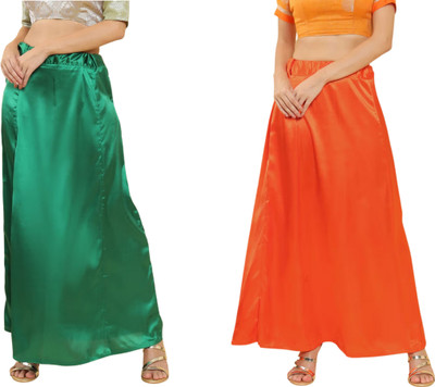 Lootnixx SATIN_SP_MINT_GREEN+ORANGY_RED Petticoat Combo For women Free Pure Satin Petticoat(Free)