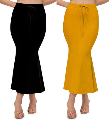 ALYNE BLACK-COMBO-FISHCUT-MUSTARD-BLACK Lycra Blend Petticoat(M)