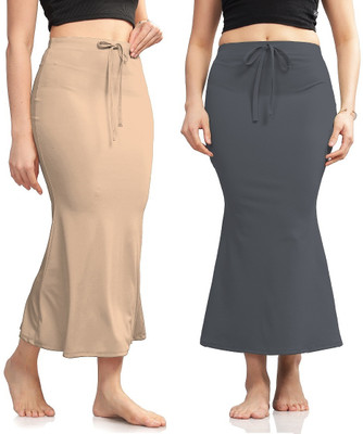 Veehaus 2-shaper_Cream_Grey_saree skirt petticoat Lycra Blend Petticoat(L)