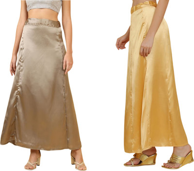 Lootnixx SATIN_SP_LIGHT_BROWN+GOLD Petticoat Combo For women Free Pure Satin Petticoat(Free)