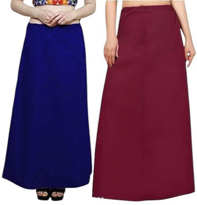 manidhari fab tex Petticoat combo 2_Dark Blue, maroon Cotton Linen Blend Petticoat(Free)