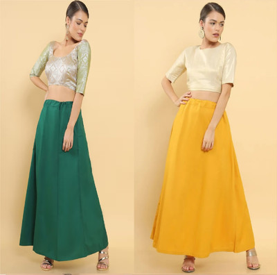 Lootnixx SP_Yellowish Orange + Green petticoat Combo For women S Pure Cotton Petticoat(S)