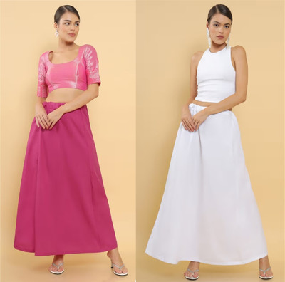 Lootnixx SP_White + Pinkish red petticoat Combo For women L Pure Cotton Petticoat(L)