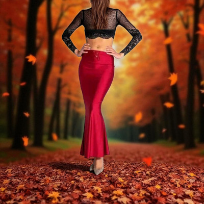 DSV ENTERPRISES Slim Petticoat Red MT026-XL Lycra Blend Petticoat(XL)
