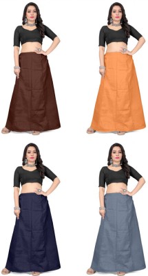 HAUTELOOK PETICOAT AARUSHI YP-PAIR-4D_Coffee-DGrey-Navy-Peach Pure Cotton Petticoat(Free)