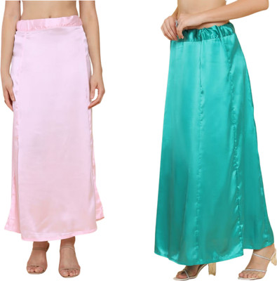 Lootnixx SATIN_SP_LIGHT_PINK+LIGHT_SEA_GREEN Petticoat Combo For women Free Pure Satin Petticoat(Free)