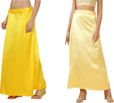 Lootnixx COMBO_SATIN_SP_YELLOW+LIGHT_YELLOW Pure Satin petticoat Combo For women L Pure Satin Petticoat(L)