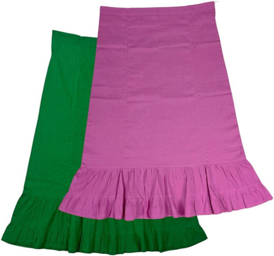 Belizs BE Dark Spring Green & Tulip Pink Combo Pure Cotton Petticoat(XL)