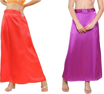 Lootnixx SATIN_SP_RED+PURPLE Pure Satin petticoat Combo For women L Pure Satin Petticoat(L)