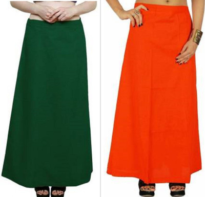 Gugaliya Bottle Green-Orange Pure Cotton Petticoat(Medium)