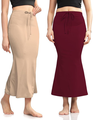 VIDHATA FASHION Cream & Maroon Lycra Blend Silhouette Shapewear Fishcut Slim Fitting Petticoat Lycra Blend Petticoat(S)