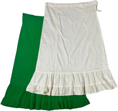 Belizs BE Dark Spring Green & Light Cream Combo Pure Cotton Petticoat(XXL)