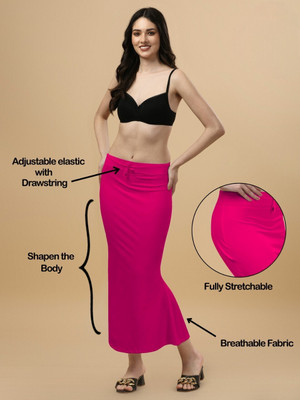 house of common SAREE SHAPWEAR FISH CUT DARK PINK L 1.1 Lycra Blend Petticoat(L)