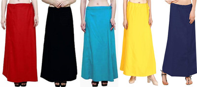 Gugaliya RED BLACK FIROZI YELLOW GERMAN BLUE Pure Cotton Petticoat(Medium)