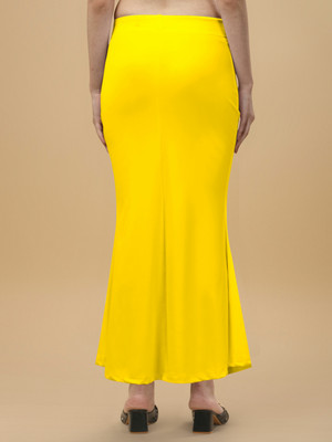 SHAYONAM FFishcut Saree Shapewear Yellow Lycra Bland Petticoat (M) Lycra Blend Petticoat(M)