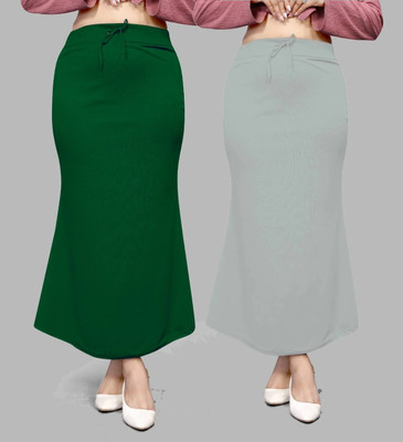 VIDHATA FASHION Fish Cut Petticoat/Peticot Saree Shape Wear Green and Grey Lycra Blend Petticoat(3XL)