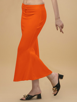 HOC Fishcut Saree Shapewear Orange Lycra Bland Petticoat (M) Lycra Blend Petticoat(M)