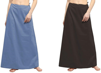JTGEnteprises Combo Of 2 Light Grey and Dark Choco Stylish Free SIZE Special Interlocking Pure Cotton Petticoat(Free)