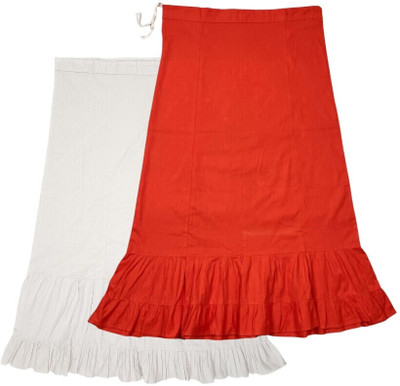 house of common White & Lava Red Combo Pure Cotton Petticoat(XXL)