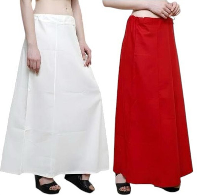 manidhari fab tex Petticoat combo 2_white, red Cotton Linen Blend Petticoat(Free)