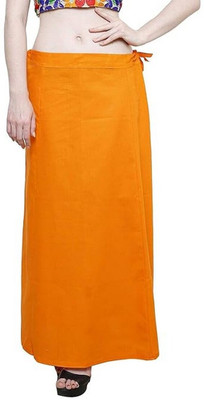 KAVYA DESIGNERS COTTON PETTICOAT ORANGE S67 Pure Cotton Petticoat(Free)