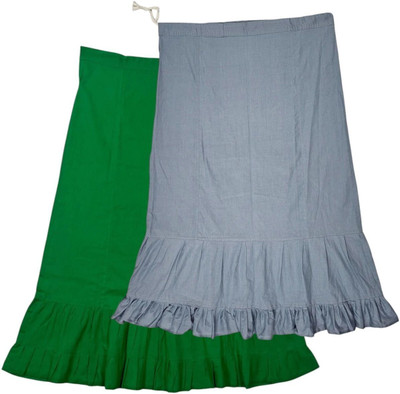 Belizzi Paridhan Dark Spring Green & Grey Combo Pure Cotton Petticoat(XXL)