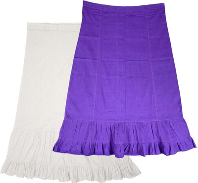 house of common White & Bluish Purple Combo Pure Cotton Petticoat(XXL)