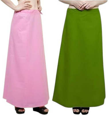 manidhari fab tex Petticoat combo 2_Pink, olive Cotton Linen Blend Petticoat(Free)