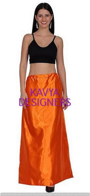 KAVYA DESIGNERS DARK ORANGE GA COLOUR PETTICOAT15 Pure Satin Petticoat(Free)