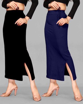 BADGERW INSOME Slim Saree shapewear Combo Black & Navy Blue (XL) Lycra Blend Petticoat(XL)
