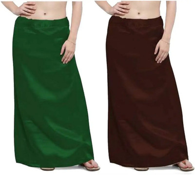 KAVYA DESIGNERS BOTTLE GREEN COMBO SATIN1 Pure Satin Petticoat(Free)