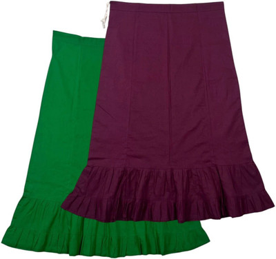 Belizs BE Dark Spring Green & Wine Barry Combo Pure Cotton Petticoat(XL)