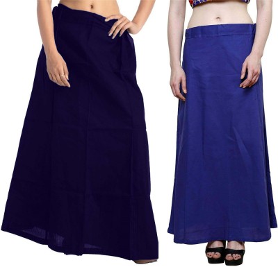 Quickcollection Women Readymade Pettiocat Saree Inskirt Bottom Wear Navy Blue & Blue Cotton Blend Petticoat(Free)