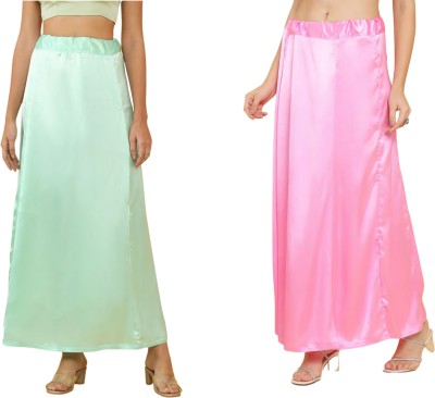 Lootnixx PSATIN_SP_TEALISH_GREEN+PINK ure Satin petticoat Combo For women Large Pure Satin Petticoat(Large)