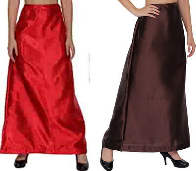 KAVYA DESIGNERS COMBO SATIN PETTICOAT ST32 Pure Satin Petticoat(Free)