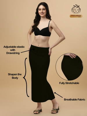 keshav piya fab Fishcut Saree Shapewear Black Lycra Bland Petticoat Lycra Blend Petticoat(M)