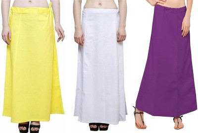 Gugaliya YELLOW-WHITE--VIOLET Pure Cotton Petticoat(Medium)