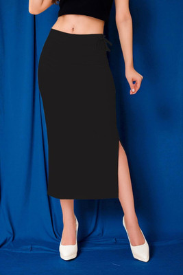 The Stanch Shapeware Black MT0037 Lycra Blend Petticoat(L)