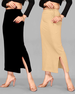 DRESQUE STORE Slim Saree shapewear Combo Black & Beige (XXL) Lycra Blend Petticoat(XXL)