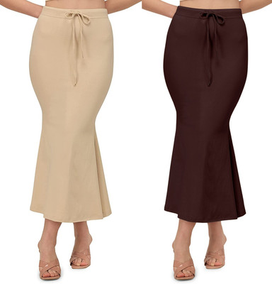 ALYNE BEIGE-COMBO-FISHCUT-BROWN-BEIGE Lycra Blend Petticoat(XL)