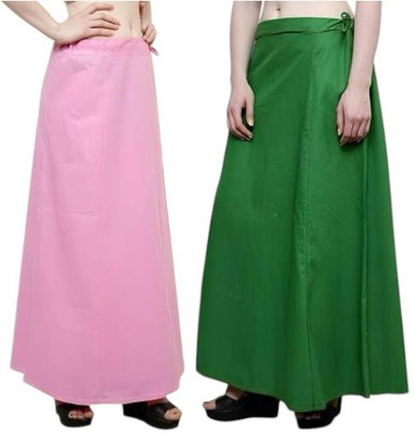 manidhari fab tex Petticoat combo 2_Pink, green Cotton Linen Blend Petticoat(Free)