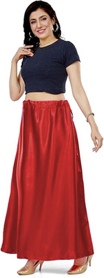 SPRY WORLD PT-Red Maroon Pure Satin Petticoat(Free)