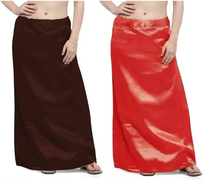 KAVYA DESIGNERS BROWN OR RED STYLE SATIN PETTICOAT Pure Satin Petticoat(Free)