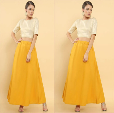 Lootnixx SP_Yellowish Orange + Yellowish Orange petticoat Combo For women XL Pure Cotton Petticoat(XL)