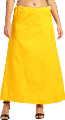 Drapewell Petticoats for Women, Plus Size Saree Petticoat Yellow Pure Cotton Petticoat(4XL)